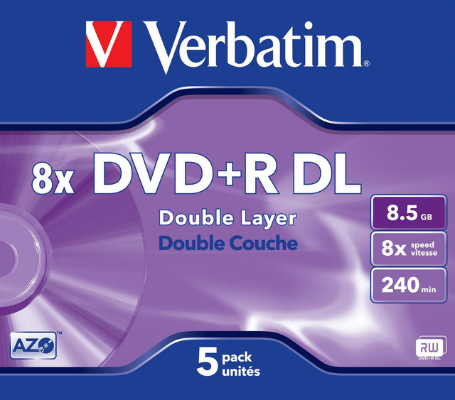 Verbatim DVD+R Double Layer Matt Silver 8x, 5pcs