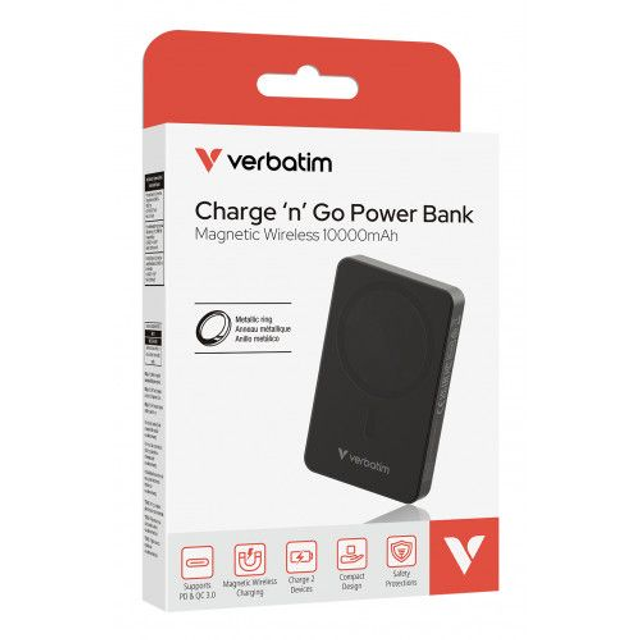 VERBATIM CHARGE N GO POWER BANK MAGNETIC WIRELESS 10000MAH